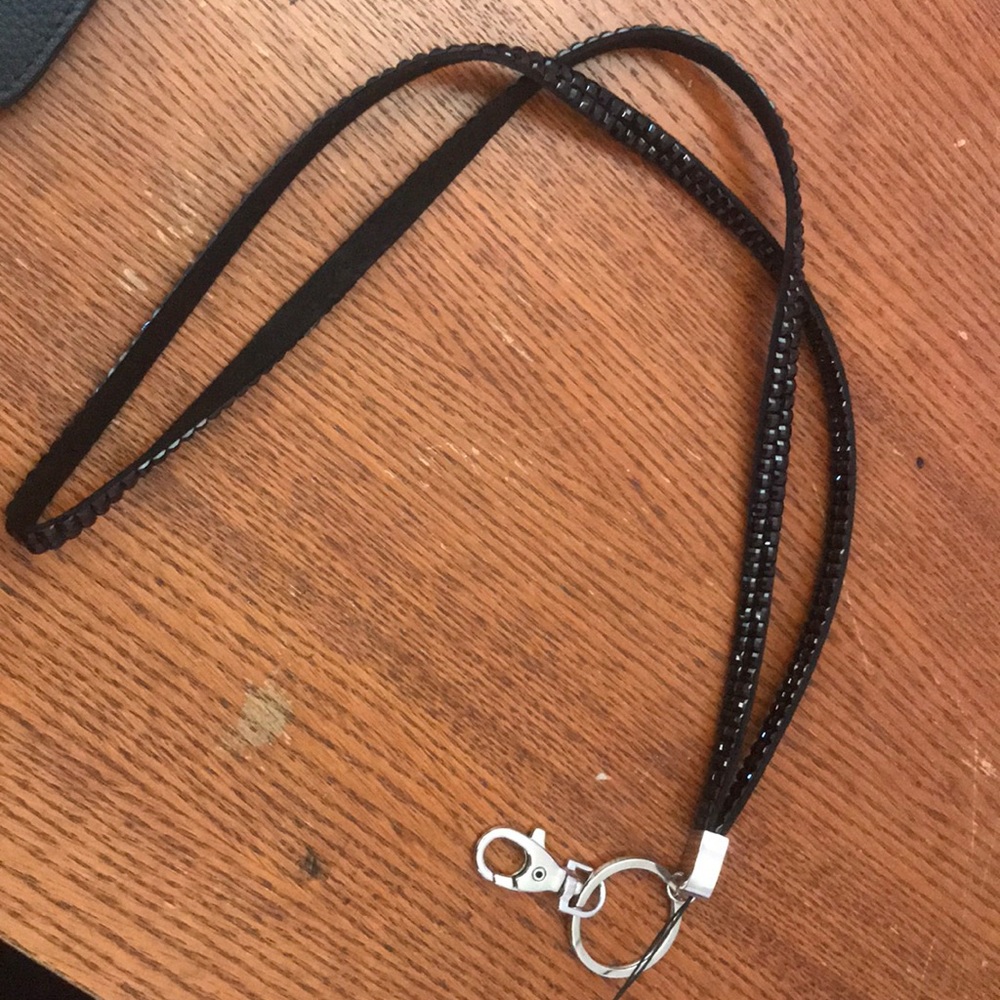 Black rhinestones lanyard